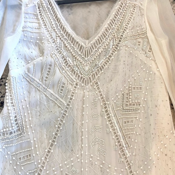 French Connection White Beaded Shift Dress - Picture 2 of 7